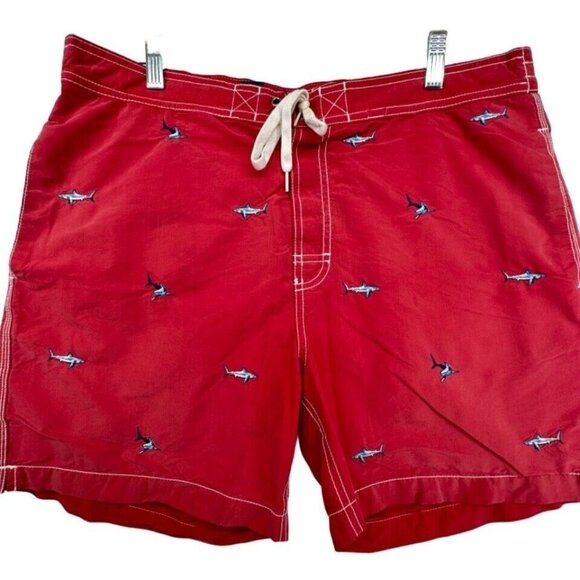 Polo Ralph Lauren Other - Vintage Polo Ralph Lauren Mens Swim Trunks Sz L 90s Y2K Board Short Red Sharks